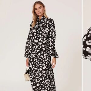 Ted Baker WILMY Bow Neckline Balloon Sleeve Longline Midi Shirt Dress - NWOT